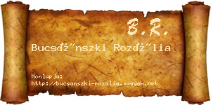 Bucsánszki Rozália névjegykártya